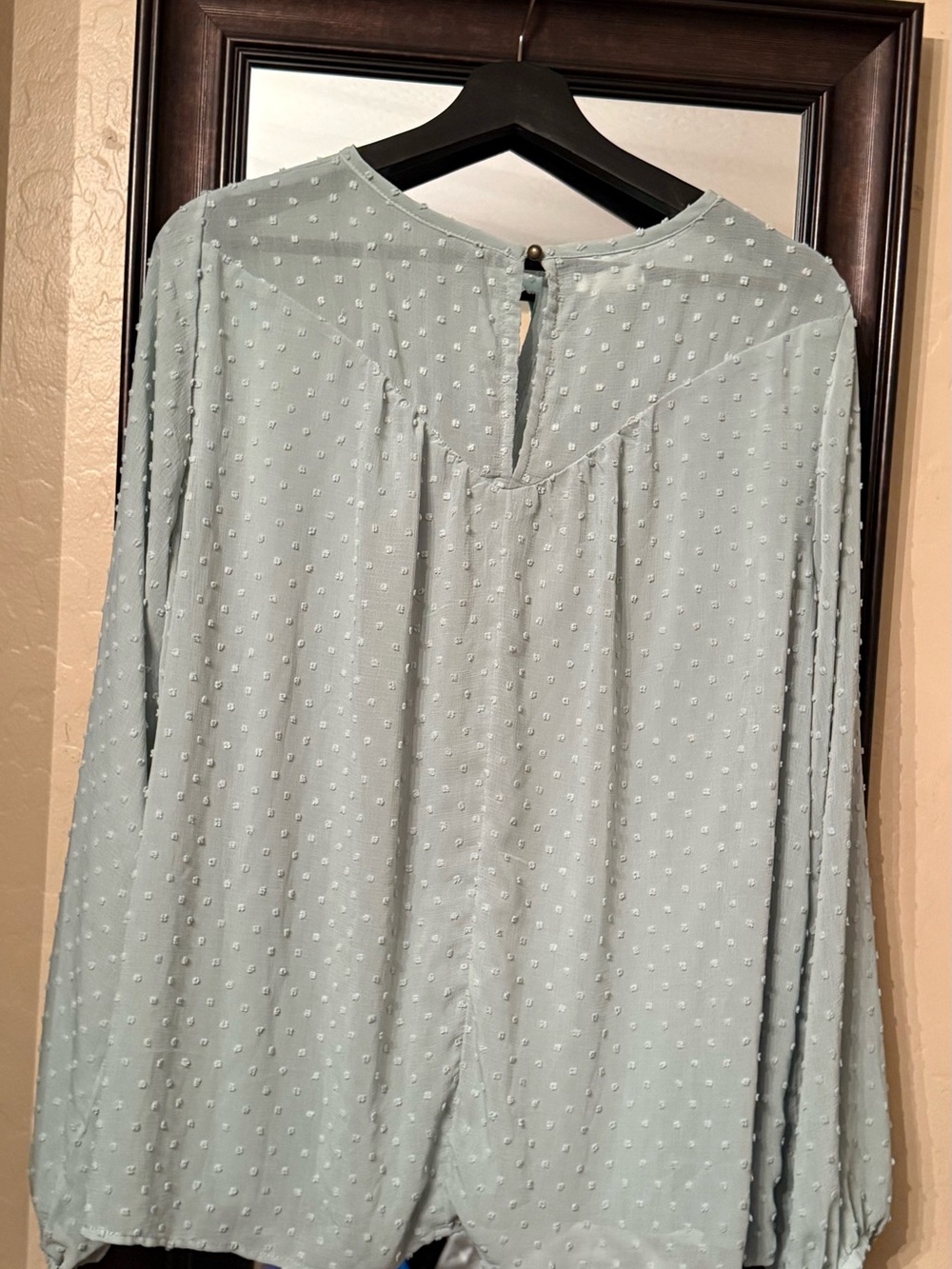 Maurices Swiss Dot Long Sleeve Blouse | Sage Green | XXL